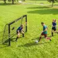 Portería de Fútbol para Jardín 240x85x160 cm con Red Estructura Metálica Acolchada EPE y Piquetas Negro y Amarillo Portería de Fútbol para Jardín 240x85x160 cm con Red Estructura Metálica Acolchada EPE y Piquetas Negro y Amarillo
