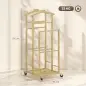 Galán de Noche de Bambú con Ruedas Barras para Ropa Soporte para Pantalones Bandeja y Estante Inferior Natural