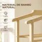 Galán de Noche de Bambú con Ruedas Barras para Ropa Soporte para Pantalones Bandeja y Estante Inferior Natural