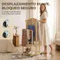 Galán de Noche de Bambú con Ruedas Barras para Ropa Soporte para Pantalones Bandeja y Estante Inferior Natural
