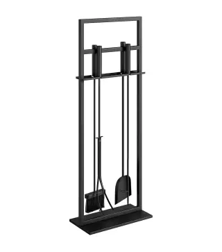 Juego de Utensilios para Chimenea de 5 Piezas de Metal con Cepillo Pala Atizador Pinzas y Soporte Negro