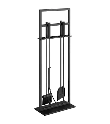Juego de Utensilios para Chimenea de 5 Piezas de Metal con Cepillo Pala Atizador Pinzas y Soporte Negro