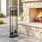 Juego de Utensilios para Chimenea de 5 Piezas de Metal con Cepillo Pala Atizador Pinzas y Soporte Negro Juego de Utensilios para Chimenea de 5 Piezas de Metal con Cepillo Pala Atizador Pinzas y Soporte Negro