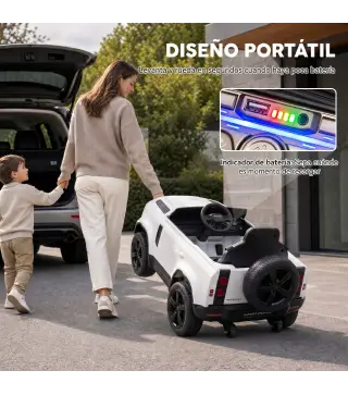 Coche Eléctrico SUV para Niños Land Rover Defender 12 V Mando a Distancia Suspensión Arranque Suave 2,7-4,5 km/h Blanco