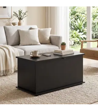 Baúl de Almacenaje 102L con Bisagra de Seguridad Estilo Moderno para Pasillo Dormitorio Salón 80x40x45 cm Negro