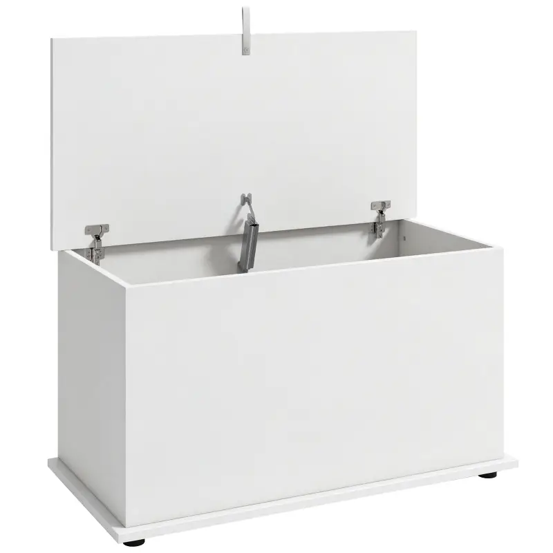Baúl de Almacenaje 102L con Bisagra de Seguridad Estilo Moderno para Pasillo Dormitorio Salón 80x40x45 cm Blanco Baúl de Almacenaje 102L con Bisagra de Seguridad Estilo Moderno para Pasillo Dormitorio Salón 80x40x45 cm Blanco