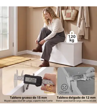 Baúl de Almacenaje 102L con Bisagra de Seguridad Estilo Moderno para Pasillo Dormitorio Salón 80x40x45 cm Blanco