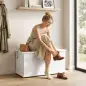 Baúl de Almacenaje 102L con Bisagra de Seguridad Estilo Moderno para Pasillo Dormitorio Salón 80x40x45 cm Blanco Baúl de Almacenaje 102L con Bisagra de Seguridad Estilo Moderno para Pasillo Dormitorio Salón 80x40x45 cm Blanco