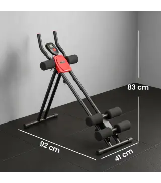 Máquina Abdominales Plegable con Monitor LCD para Entrenamiento de Cuerpo Completo en Casa Rojo y Negro