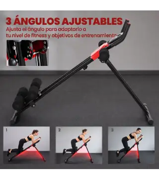 Máquina Abdominales Plegable con Monitor LCD para Entrenamiento de Cuerpo Completo en Casa Rojo y Negro