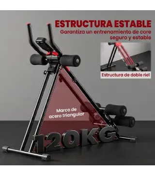 Máquina Abdominales Plegable con Monitor LCD para Entrenamiento de Cuerpo Completo en Casa Rojo y Negro