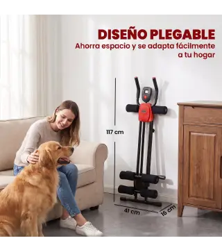 Máquina Abdominales Plegable con Monitor LCD para Entrenamiento de Cuerpo Completo en Casa Rojo y Negro
