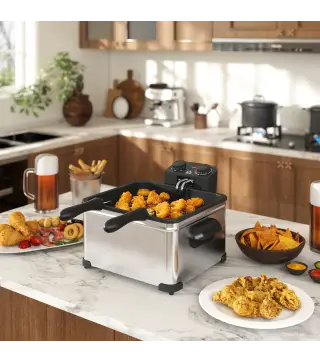 Freidora 5L Temperatura Ajustable hasta 190°C Ventana Visualización Protección Sobrecalentamiento Temporizador 60 min