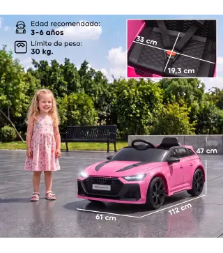 Coche Eléctrico para Niños Audi RS 6 Avant GT 12V con Mando a Distancia 2,4G Motor Doble Arranque Progresivo Suspensión
