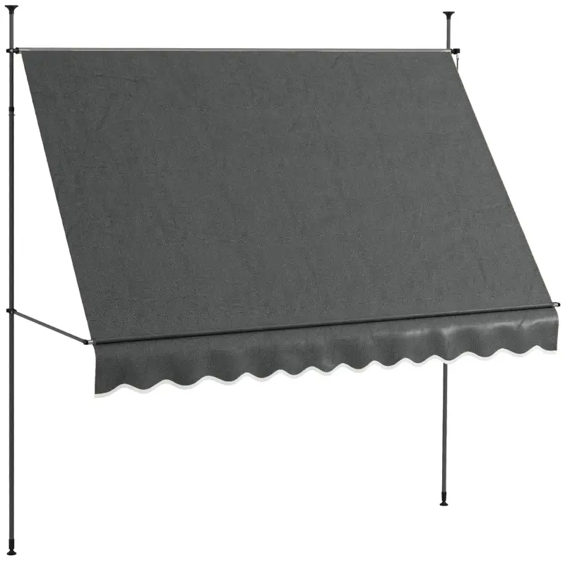 Toldo Manual Retráctil para Balcón 300x120x210-300 cm con Manivela Altura Ajustable Impermeable y Anti-UV Gris Oscuro