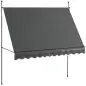 Toldo Manual Retráctil para Balcón 300x120x210-300 cm con Manivela Altura Ajustable Impermeable y Anti-UV Gris Oscuro