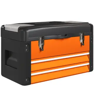 Maletín de Herramientas Resistente con 2 Cajones y Asa de Transporte para Hogar y Taller Naranja