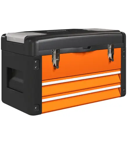 Maletín de Herramientas Resistente con 2 Cajones y Asa de Transporte para Hogar y Taller Naranja