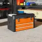Maletín de Herramientas Resistente con 2 Cajones y Asa de Transporte para Hogar y Taller Naranja Maletín de Herramientas Resistente con 2 Cajones y Asa de Transporte para Hogar y Taller Naranja