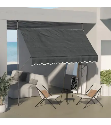 Toldo Manual Retráctil para Balcón 300x120x210-300 cm con Manivela Altura Ajustable Impermeable y Anti-UV Gris Oscuro