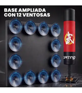 Saco de Boxeo de Pie para Adultos 156 cm con 12 Ventosas Absorción de Impactos para Kickboxing MMA Muay Thai Rojo
