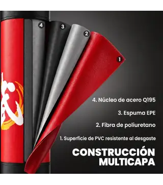 Saco de Boxeo de Pie para Adultos 156 cm con 12 Ventosas Absorción de Impactos para Kickboxing MMA Muay Thai Rojo