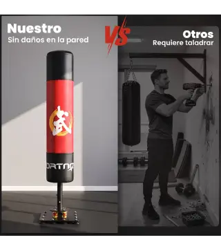 Saco de Boxeo de Pie para Adultos 156 cm con 12 Ventosas Absorción de Impactos para Kickboxing MMA Muay Thai Rojo
