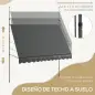Toldo Manual Retráctil para Balcón 300x120x210-300 cm con Manivela Altura Ajustable Impermeable y Anti-UV Gris Oscuro