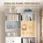 Estantería para Libros Alta y Estrecha con Panel Perforado 2 Cajones 8 Compartimentos Abiertos 120x30x200 cm Blanco Estantería para Libros Alta y Estrecha con Panel Perforado 2 Cajones 8 Compartimentos Abiertos 120x30x200 cm Blanco