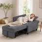 Sofá Cama 1 Plaza Convertible 4 en 1 Sillón Cama Tapizado en Terciopelo Respaldo Ajustable Gris Oscuro Sofá Cama 1 Plaza Convertible 4 en 1 Sillón Cama Tapizado en Terciopelo Respaldo Ajustable Gris Oscuro