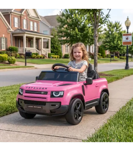 Coche Eléctrico SUV para Niños Land Rover Defender 12 V Mando a Distancia Suspensión Arranque Suave 2,7-4,5 km/h Rosa