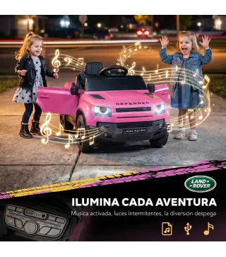 Coche Eléctrico SUV para Niños Land Rover Defender 12 V Mando a Distancia Suspensión Arranque Suave 2,7-4,5 km/h Rosa
