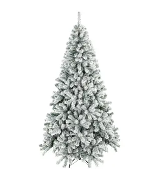 Árbol de Navidad Nevado de 180 cm con 650 Puntas de PVC Ignífugo Ramas Articuladas Montaje Rápido Verde y Blanco