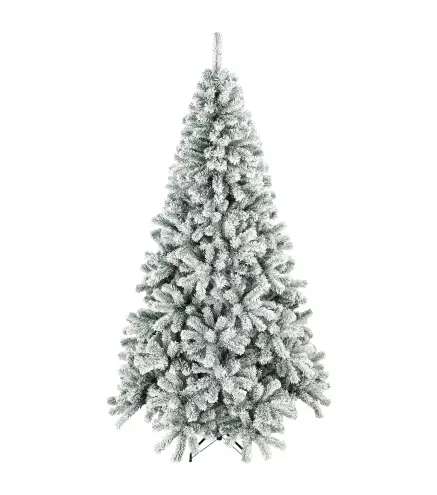 Árbol de Navidad Nevado de 180 cm con 650 Puntas de PVC Ignífugo Ramas Articuladas Montaje Rápido Verde y Blanco