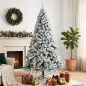 Árbol de Navidad Nevado de 180 cm con 650 Puntas de PVC Ignífugo Ramas Articuladas Montaje Rápido Verde y Blanco