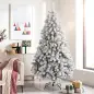 Árbol de Navidad Nevado de 180 cm con 650 Puntas de PVC Ignífugo Ramas Articuladas Montaje Rápido Verde y Blanco