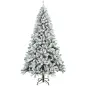 Árbol de Navidad Nevado de 180 cm con 650 Puntas de PVC Ignífugo Ramas Articuladas Montaje Rápido Verde y Blanco