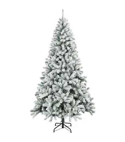 Árbol de Navidad Nevado de 220 cm con 1000 Puntas de PVC Ignífugo Ramas Articuladas Montaje Rápido Verde y Blanco