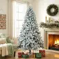 Árbol de Navidad Nevado de 220 cm con 1000 Puntas de PVC Ignífugo Ramas Articuladas Montaje Rápido Verde y Blanco