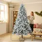 Árbol de Navidad Nevado de 220 cm con 1000 Puntas de PVC Ignífugo Ramas Articuladas Montaje Rápido Verde y Blanco
