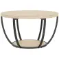 Mesa de Centro Redonda para Salón con Estante de Almacenamiento y Marco de Metal 80x80x43,8 cm Roble Mesa de Centro Redonda para Salón con Estante de Almacenamiento y Marco de Metal 80x80x43,8 cm Roble