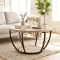 Mesa de Centro Redonda para Salón con Estante de Almacenamiento y Marco de Metal 80x80x43,8 cm Roble Mesa de Centro Redonda para Salón con Estante de Almacenamiento y Marco de Metal 80x80x43,8 cm Roble