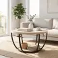 Mesa de Centro Redonda para Salón con Estante de Almacenamiento y Marco de Metal 80x80x43,8 cm Roble Mesa de Centro Redonda para Salón con Estante de Almacenamiento y Marco de Metal 80x80x43,8 cm Roble