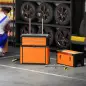 Caja de Herramientas con Ruedas Apilable Carro de Herramientas de Acero con Bandeja Mango Telescópico Naranja y Negro