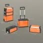 Caja de Herramientas con Ruedas Apilable Carro de Herramientas de Acero con Bandeja Mango Telescópico Naranja y Negro