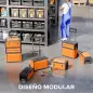 Caja de Herramientas con Ruedas Apilable Carro de Herramientas de Acero con Bandeja Mango Telescópico Naranja y Negro