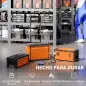 Caja de Herramientas con Ruedas Apilable Carro de Herramientas de Acero con Bandeja Mango Telescópico Naranja y Negro