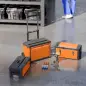 Caja de Herramientas con Ruedas Apilable Carro de Herramientas de Acero con Bandeja Mango Telescópico Naranja y Negro