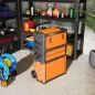 Caja de Herramientas con Ruedas Apilable Carro de Herramientas de Acero con Bandeja Mango Telescópico Naranja y Negro