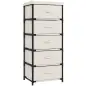 Cómoda para Dormitorio con 5 Cajones de Tela Marco de Acero Cajonera para Salón Oficina Vestidor Beige